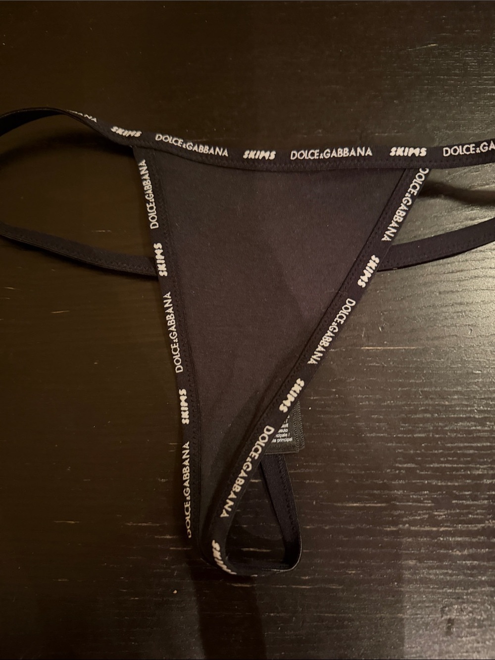 Dolce & Gabbana Black Logo String Thong